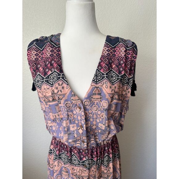 TIGERLILY BELLE EAU MAXI DRESS Tassel Bohemian Button Down Size US 8 - Picture 4 of 14